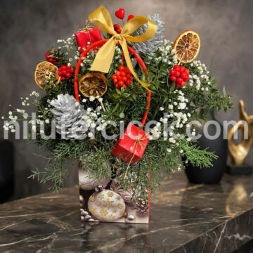 Kokina Yılbaşı Çiçeği Aranjmanı, Kutu Çantada