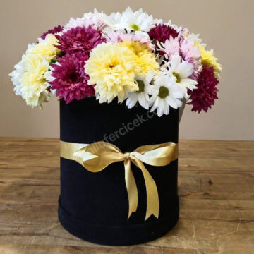 cicek-buketi-siyah-silindir-kutu